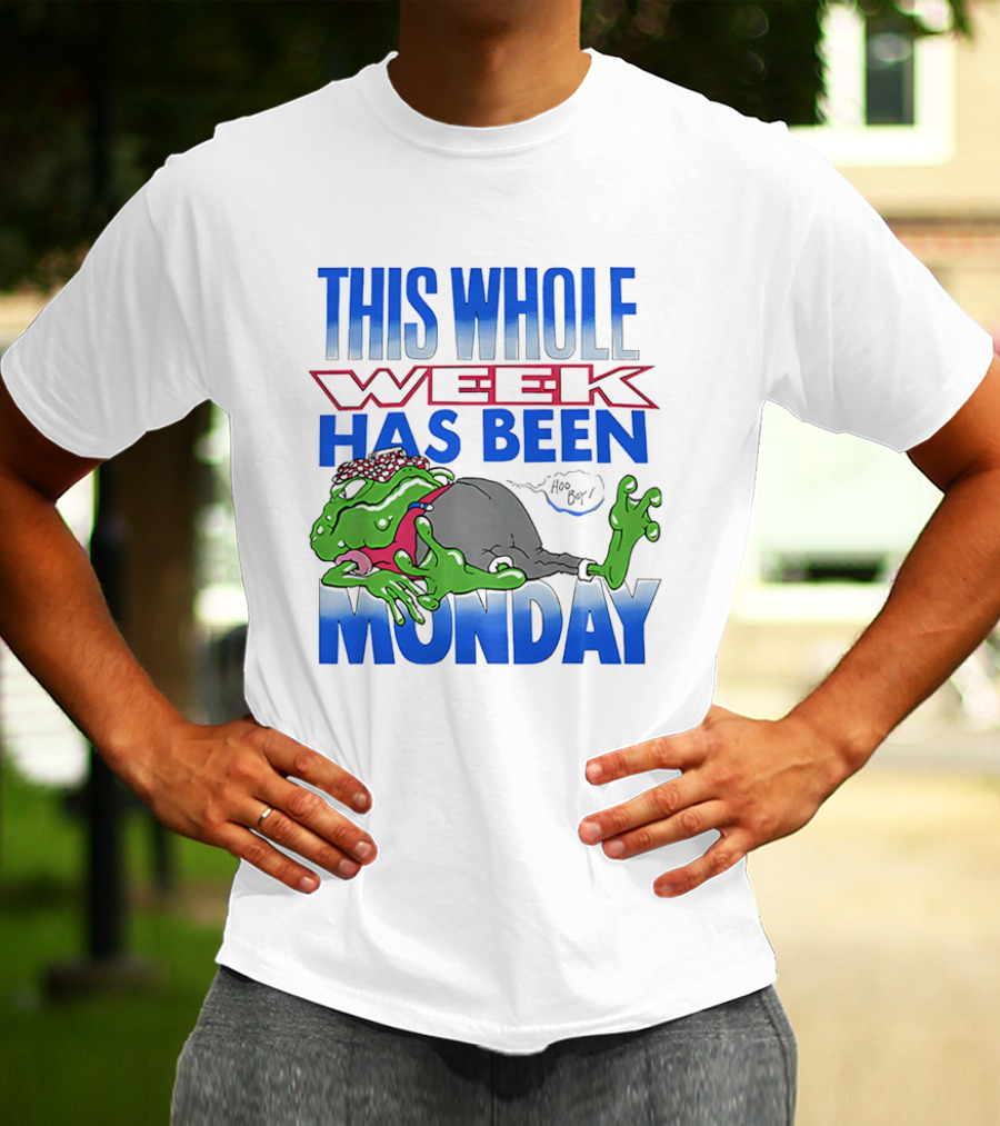 This Whole Week Has Been Monday Toad Cartoon Tired Frog T-Shirt