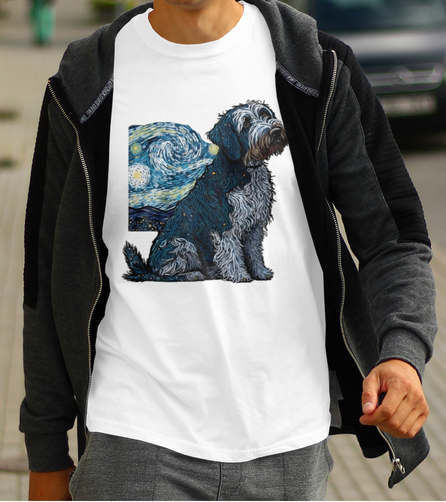 Van Gogh Starry Night Dog Painting Style T-Shirt