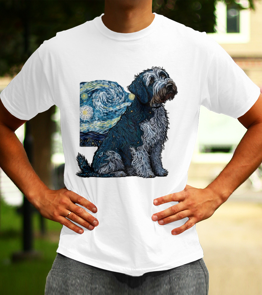 Van Gogh Starry Night Dog Painting Style T-Shirt