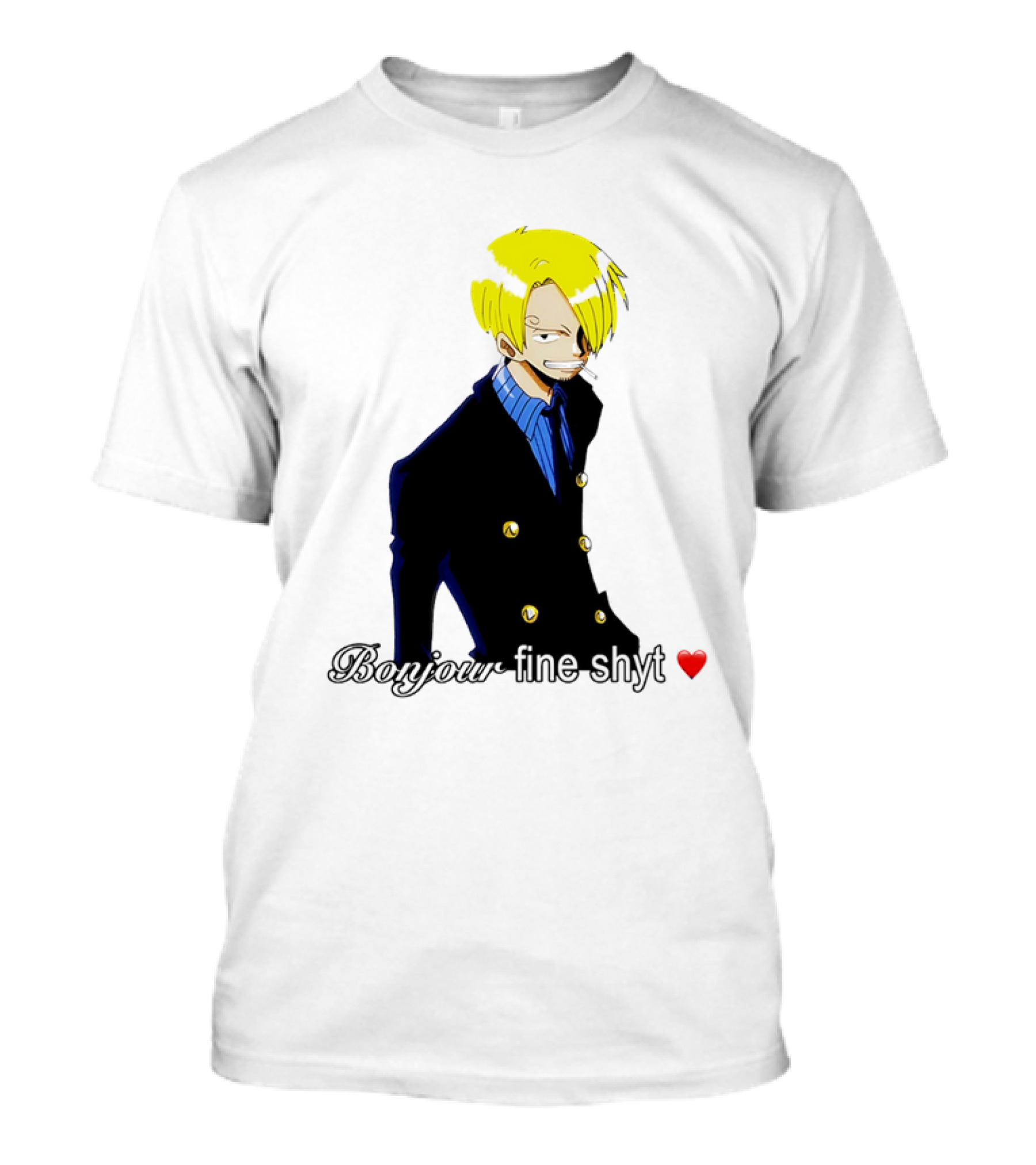 Vinsmoke Sanji Bonjour Fine Shyt Cartoon Character Heart Icon T-Shirt
