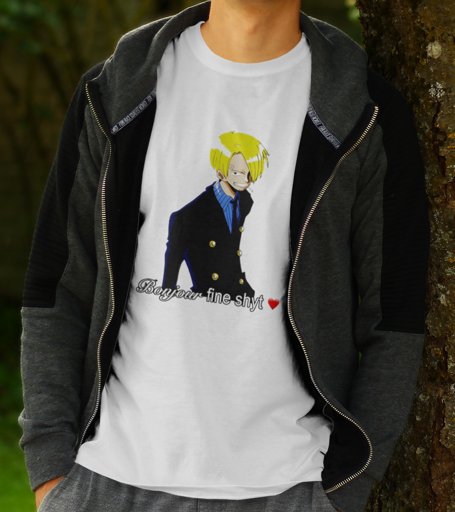 Vinsmoke Sanji Bonjour Fine Shyt Cartoon Character Heart Icon T-Shirt