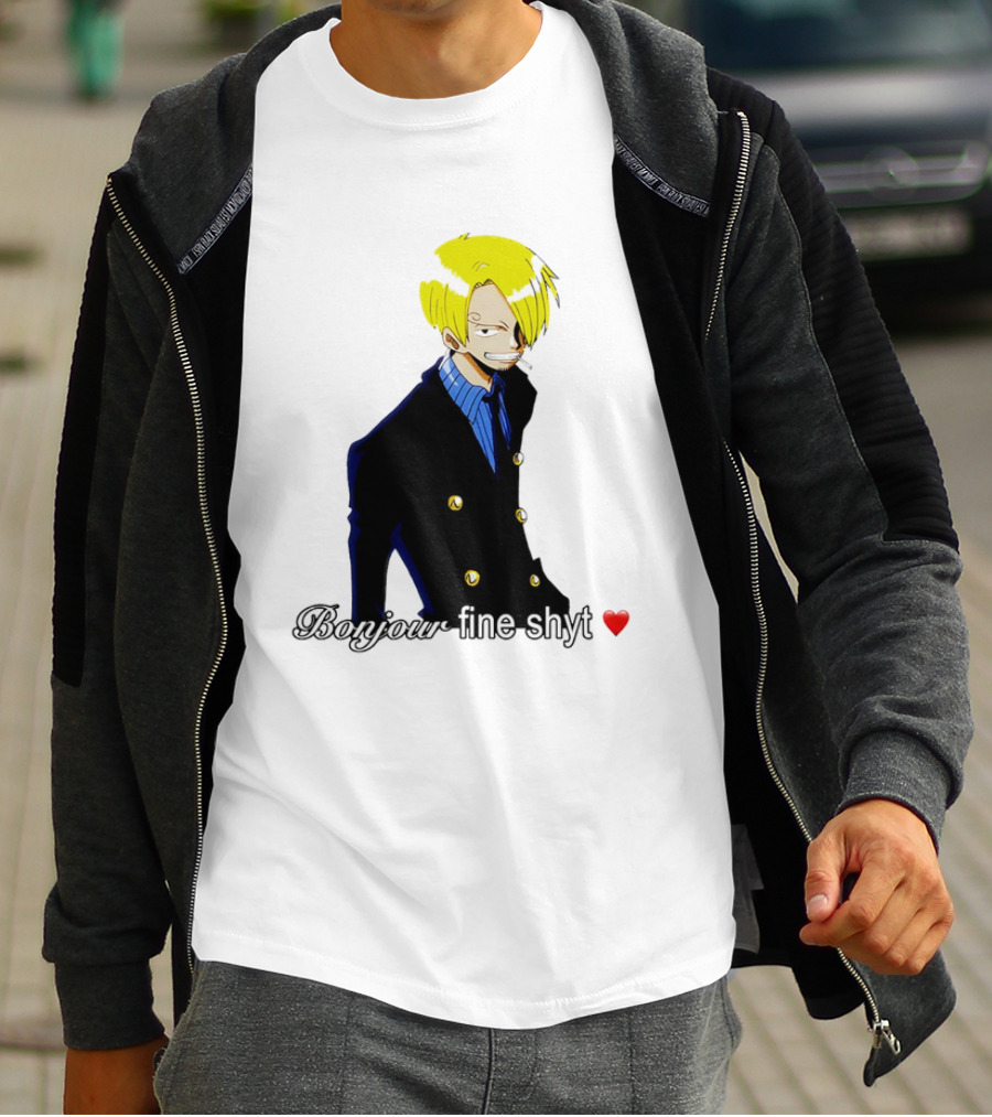 Vinsmoke Sanji Bonjour Fine Shyt Cartoon Character Heart Icon T-Shirt
