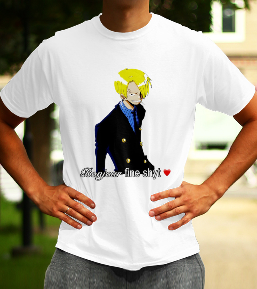 Vinsmoke Sanji Bonjour Fine Shyt Cartoon Character Heart Icon T-Shirt