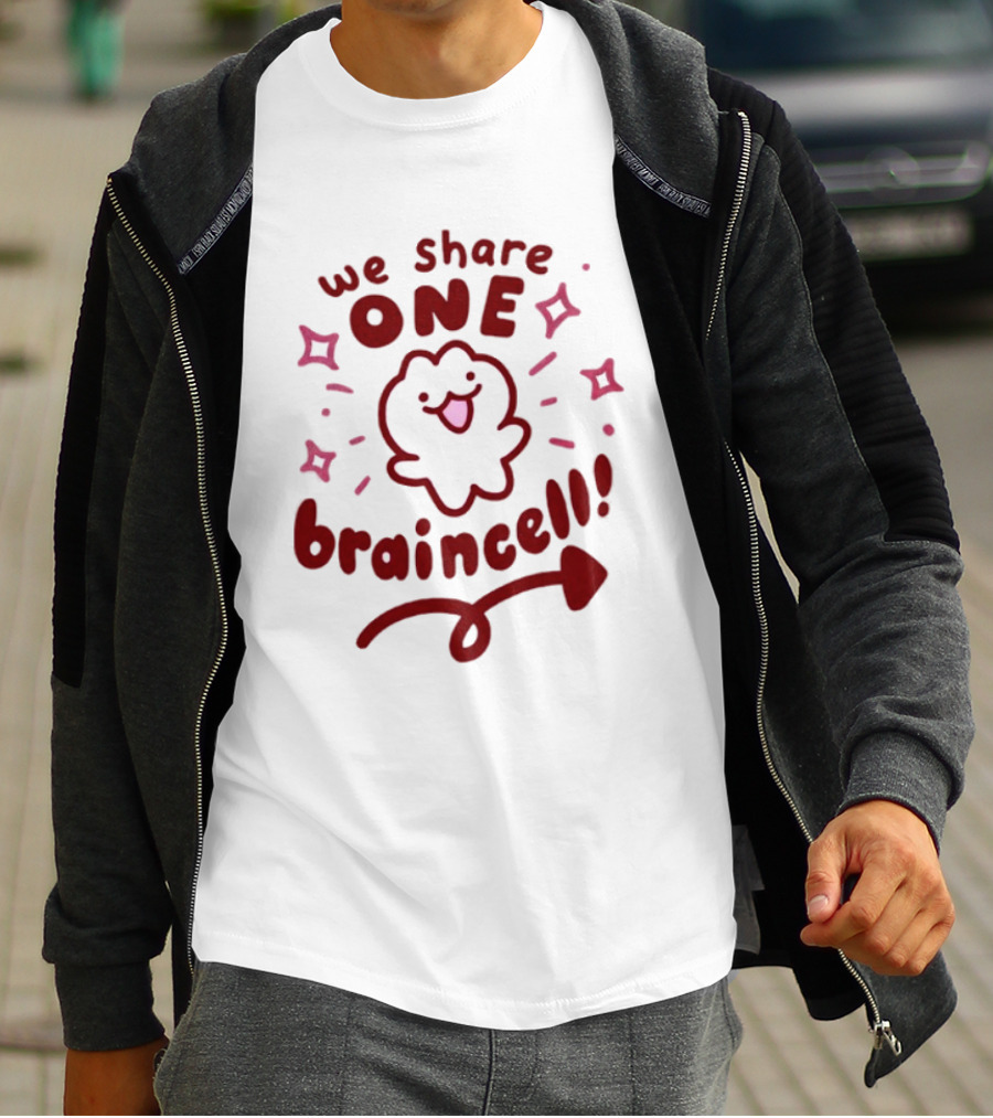 We Share One Braincell Cute Character With Heart And Sparkles T-Shirt