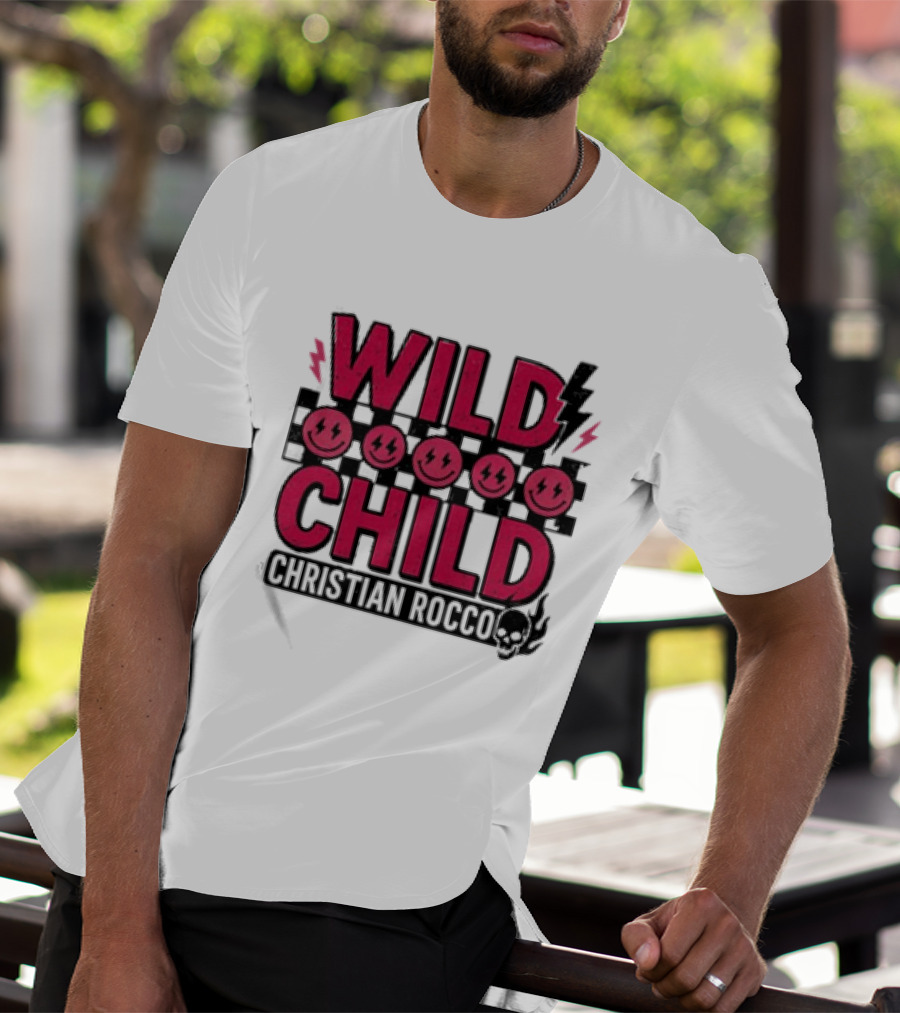 Wild Child Smiles Lightning Emojis Christian Rocco T-Shirt