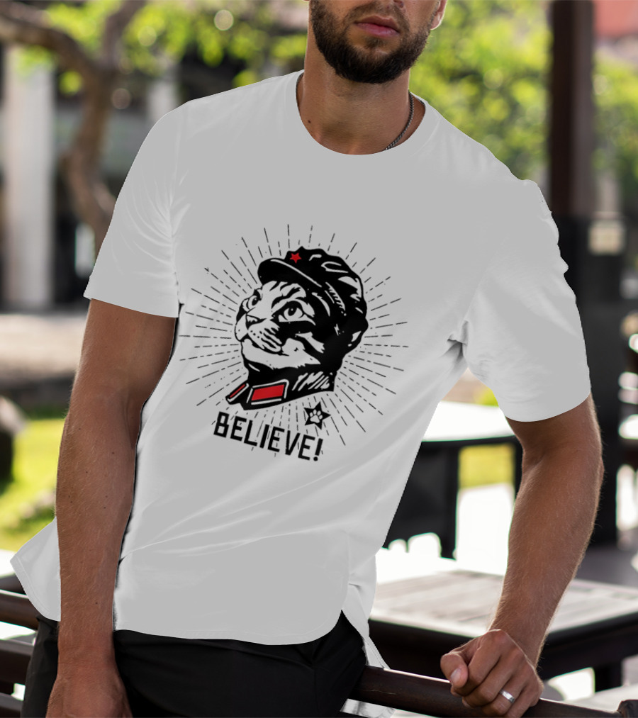 Trust Cat Chairman Believe Red Star Motivational Feline T-Shirt
