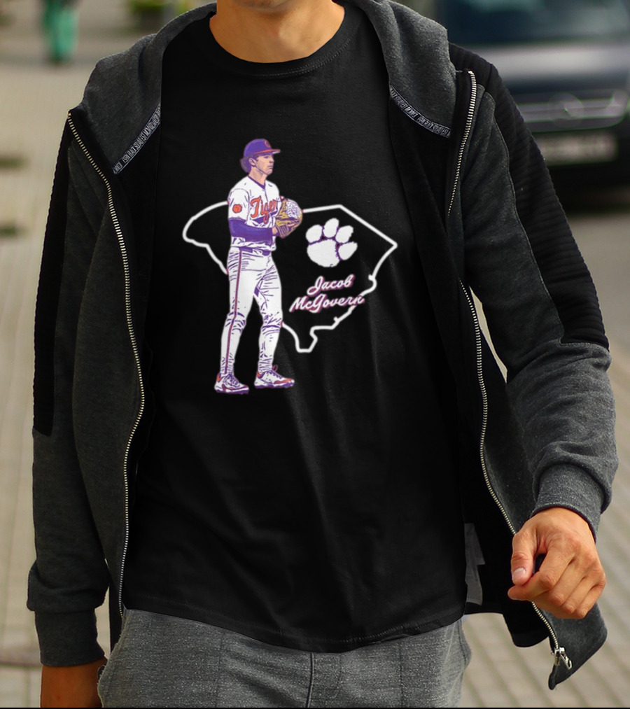 Jacob McGovern Clemson Tigers Baseball Hometown Hero NCAA 2025 South Carolina Outline Paw T-Shirt