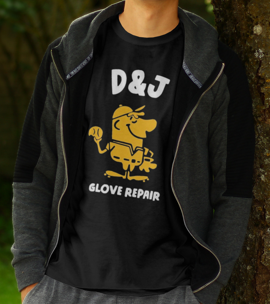 D&J Glove Repair Baseball Character With Cap And Ball T-Shirt