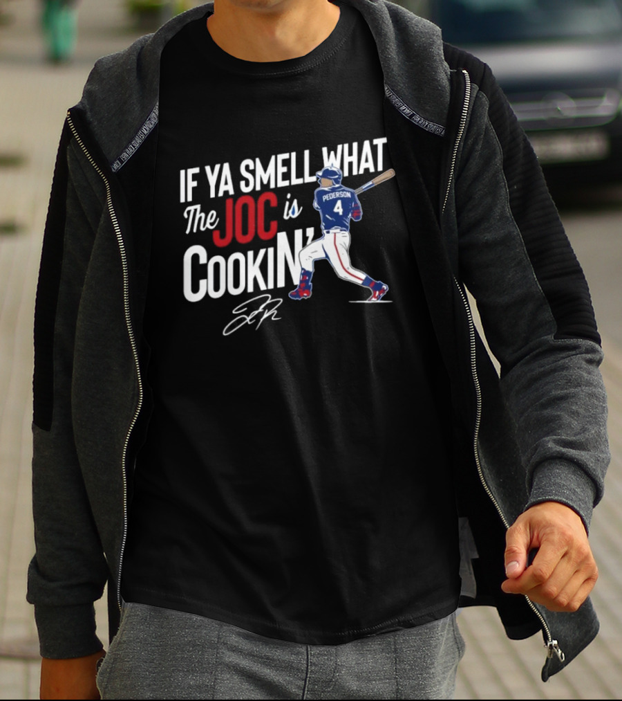 Joc Pederson If Ya Smell What The Joc Is Cookin Baseball Batting Stance T-Shirt