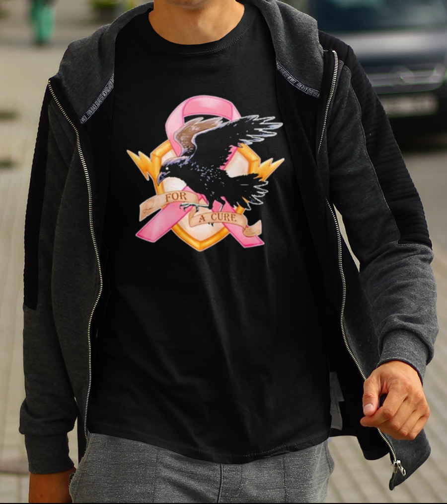 Jordan Crowe Breast Cancer Awareness Pink Ribbon Crow T-Shirt