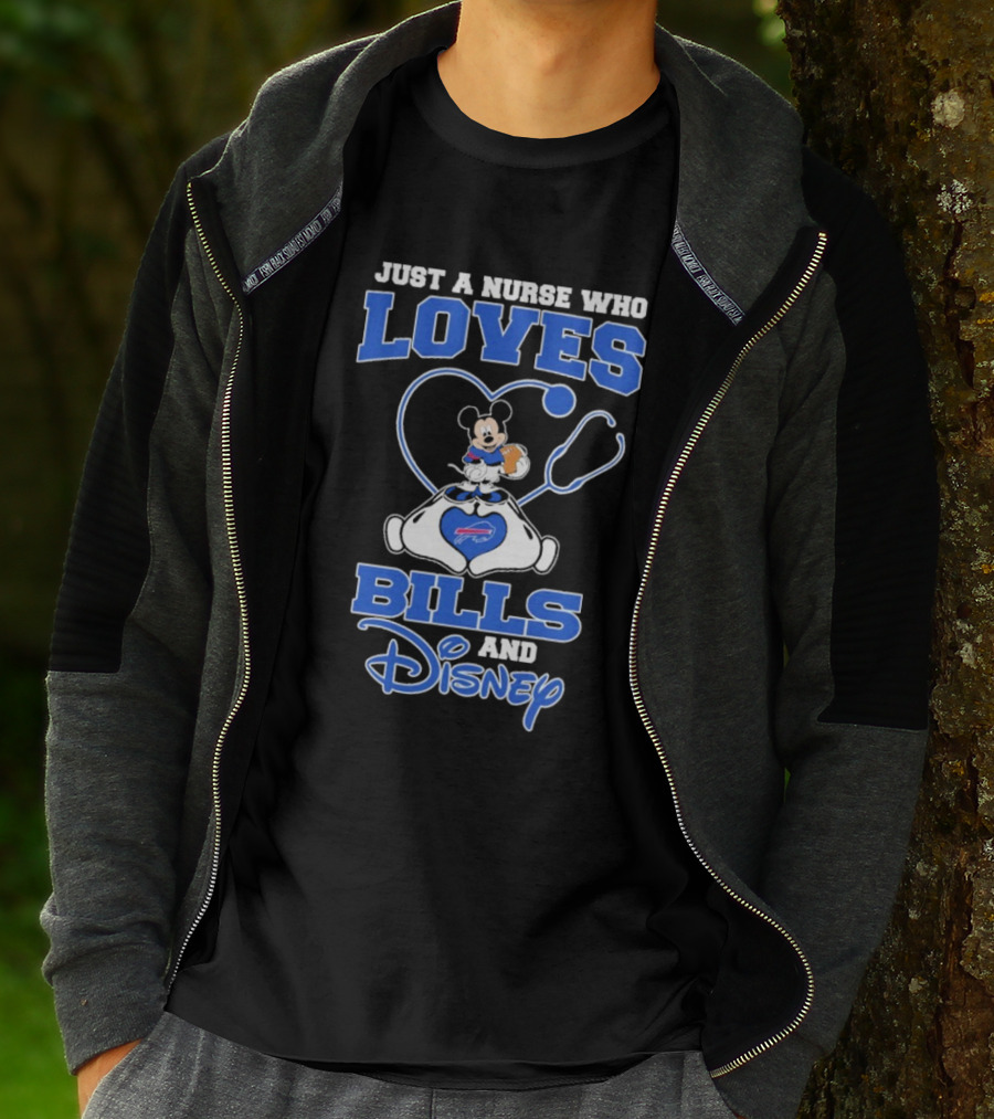 Just A Nurse Who Loves Buffalo Bills Mickey Mouse Disney Stethoscope T-Shirt