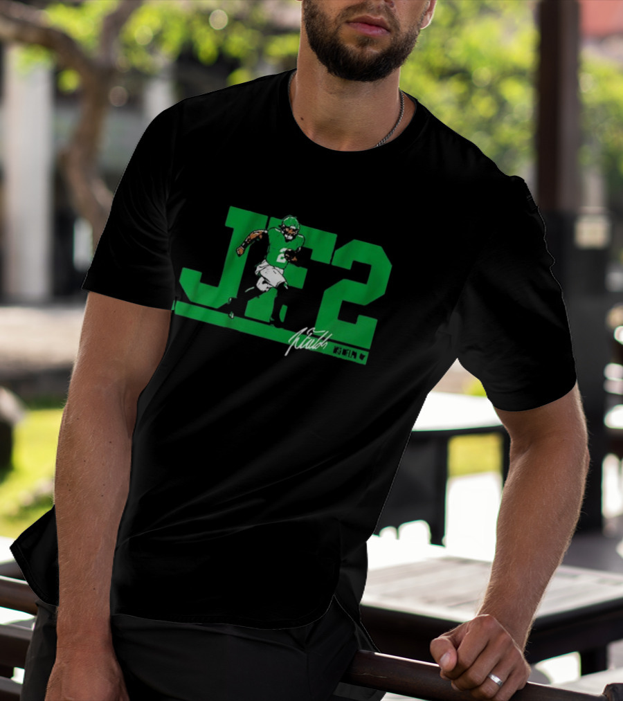 JF2 Justin Fields Green Running Back Number 2 Signature T-Shirt