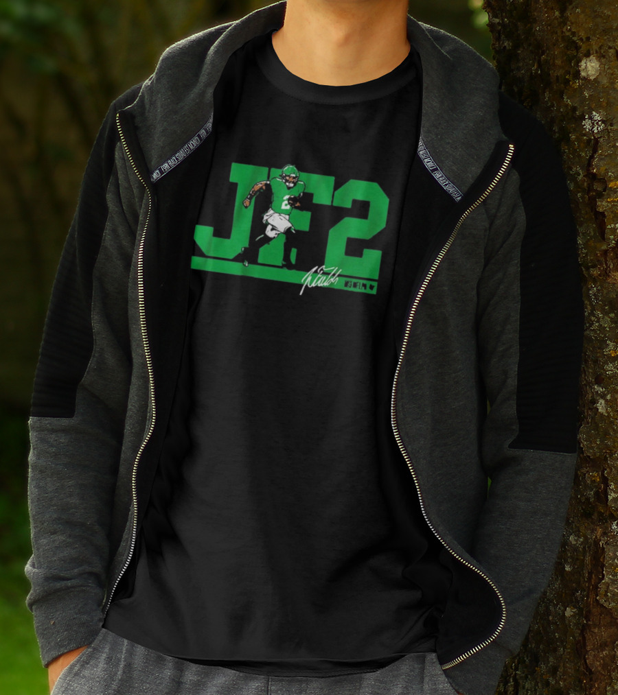 JF2 Justin Fields Green Running Back Number 2 Signature T-Shirt
