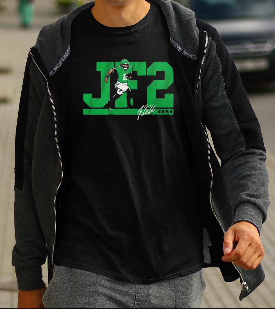 JF2 Justin Fields Green Running Back Number 2 Signature T-Shirt