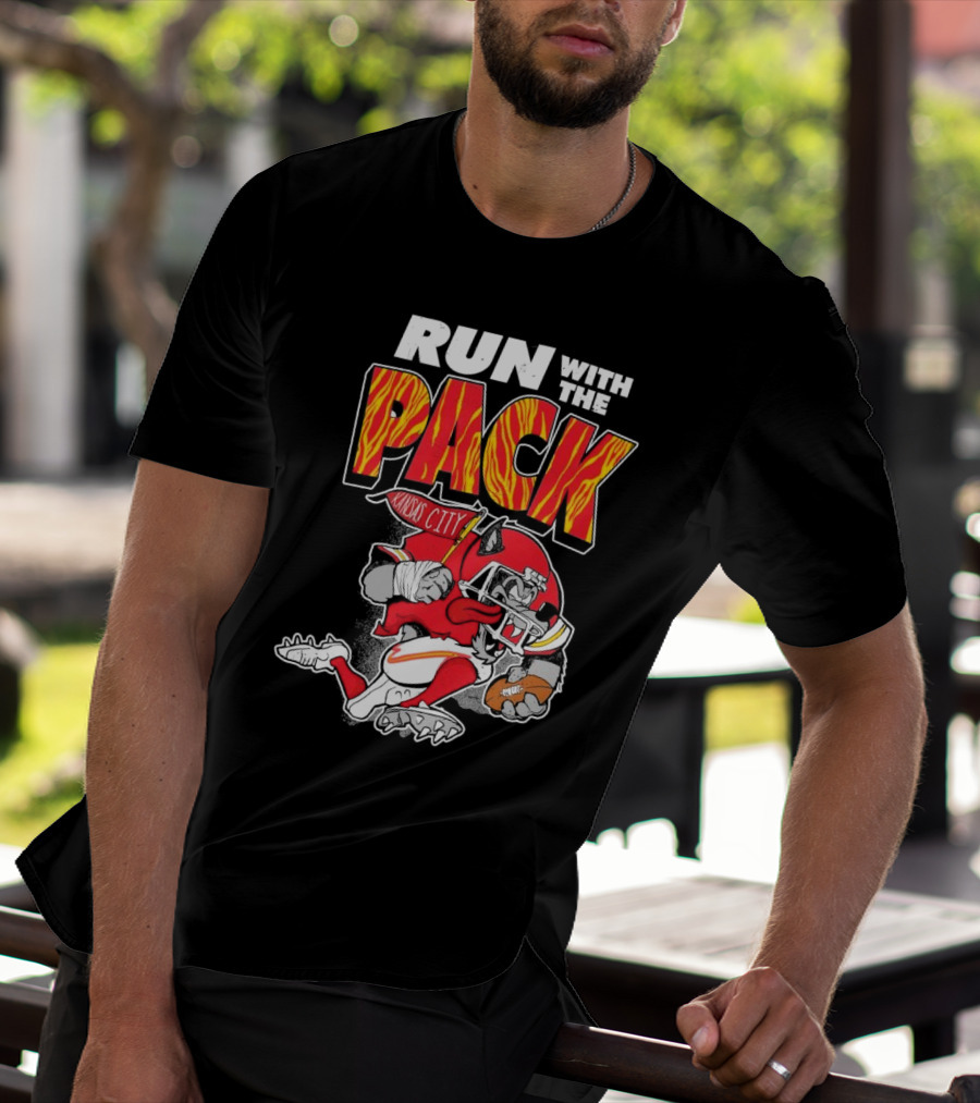 Run With The Pack Kansas City Chiefs KC Wolf 2025 T-Shirt