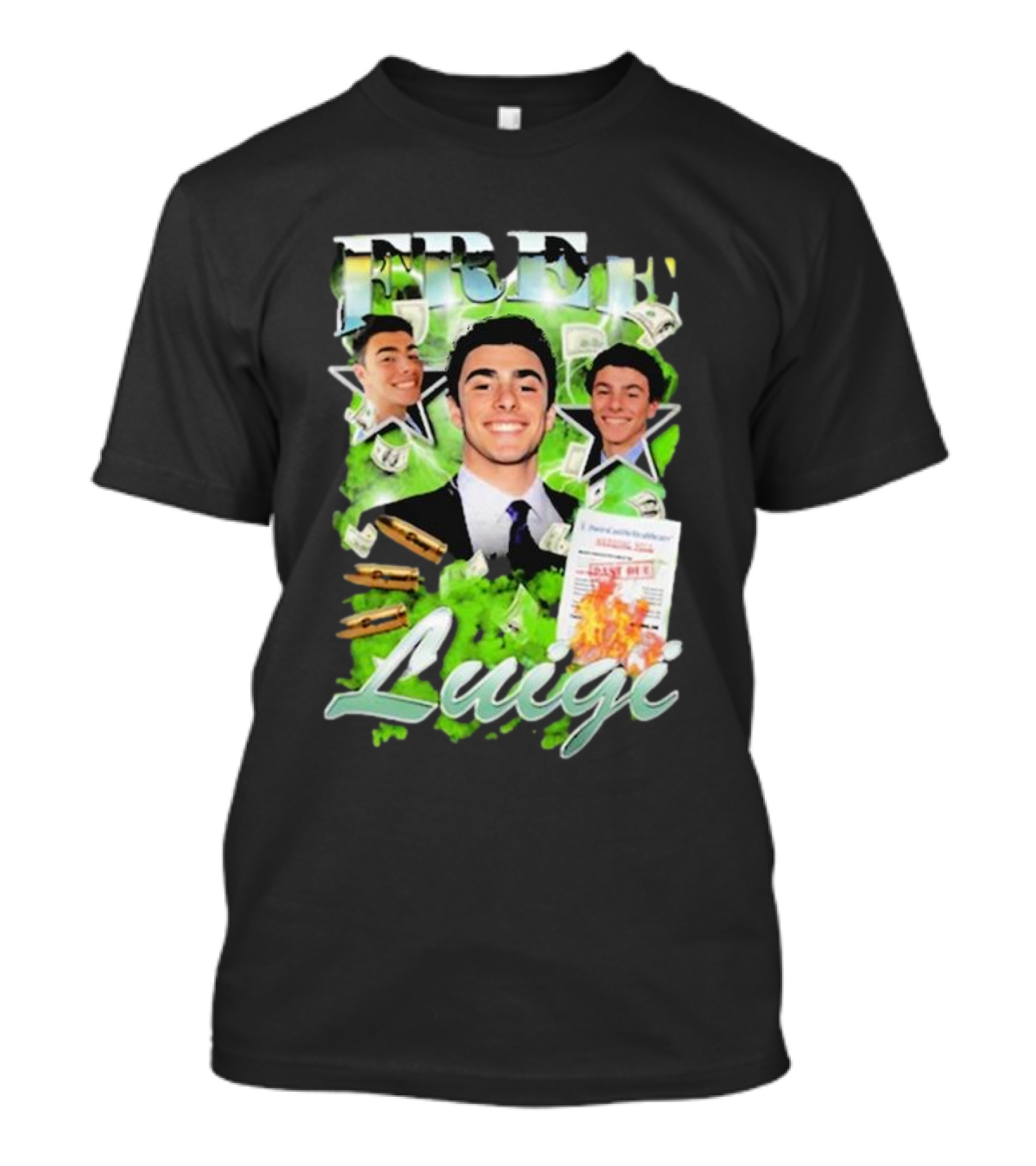 Free Luigi Keiajah Concert Green Money Stars T-Shirt
