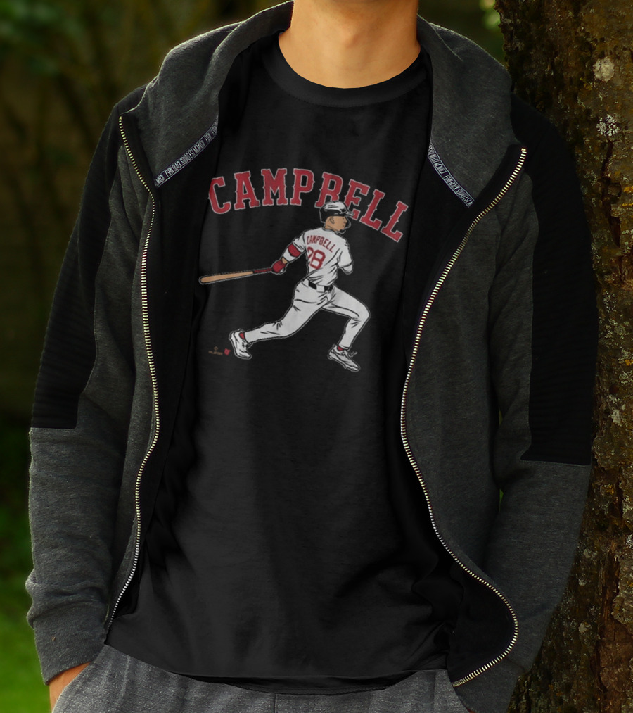 CAMPBELL 28 Baseball Player Swing Illustration T-Shirt