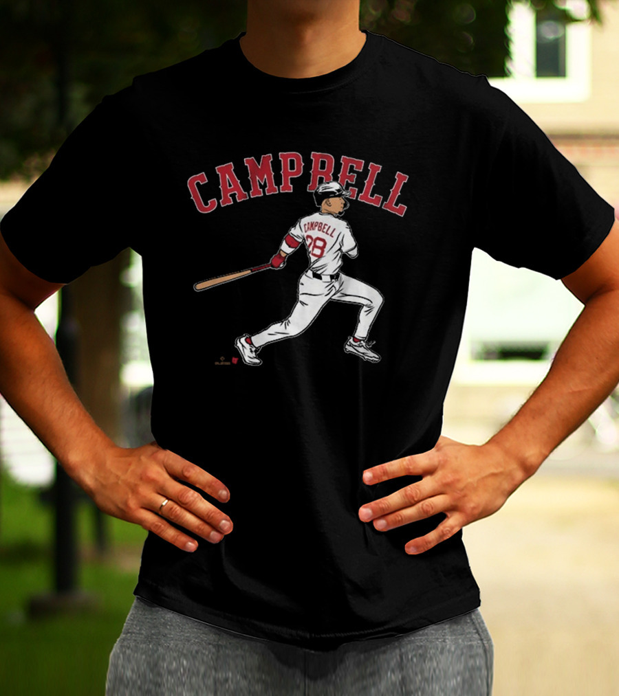 CAMPBELL 28 Baseball Player Swing Illustration T-Shirt