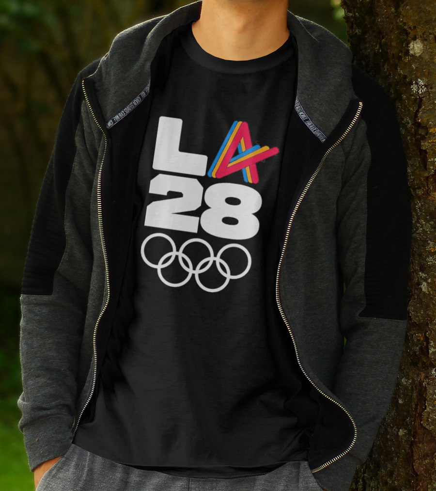 LA 2028 Olympics Multicolor Logo With Rings T-Shirt