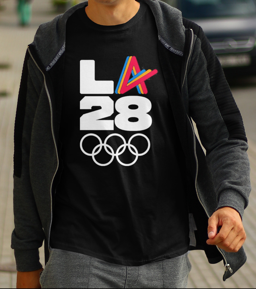 LA 2028 Olympics Multicolor Logo With Rings T-Shirt