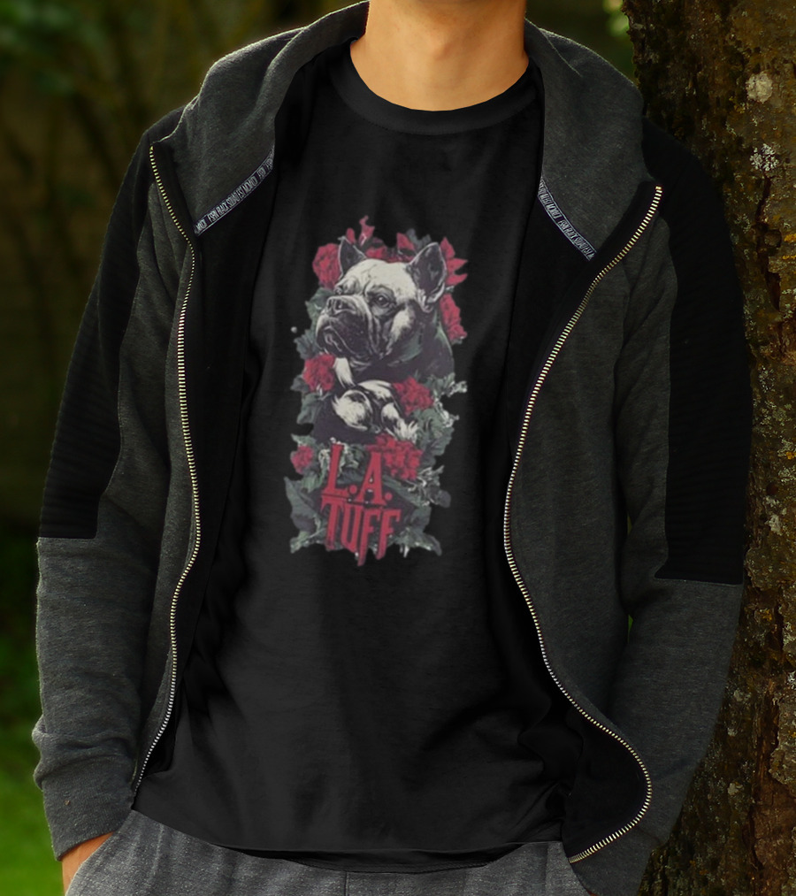 L.A. Tuff Bulldog With Roses 2025 T-Shirt