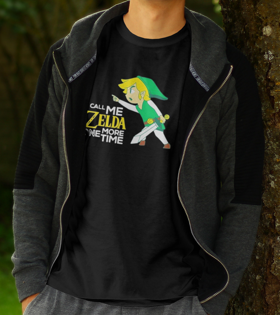 Call Me Zelda One More Time With Green-Capped Blonde Sword Character T-Shirt