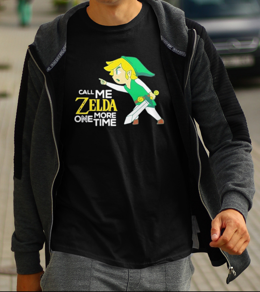 Call Me Zelda One More Time With Green-Capped Blonde Sword Character T-Shirt