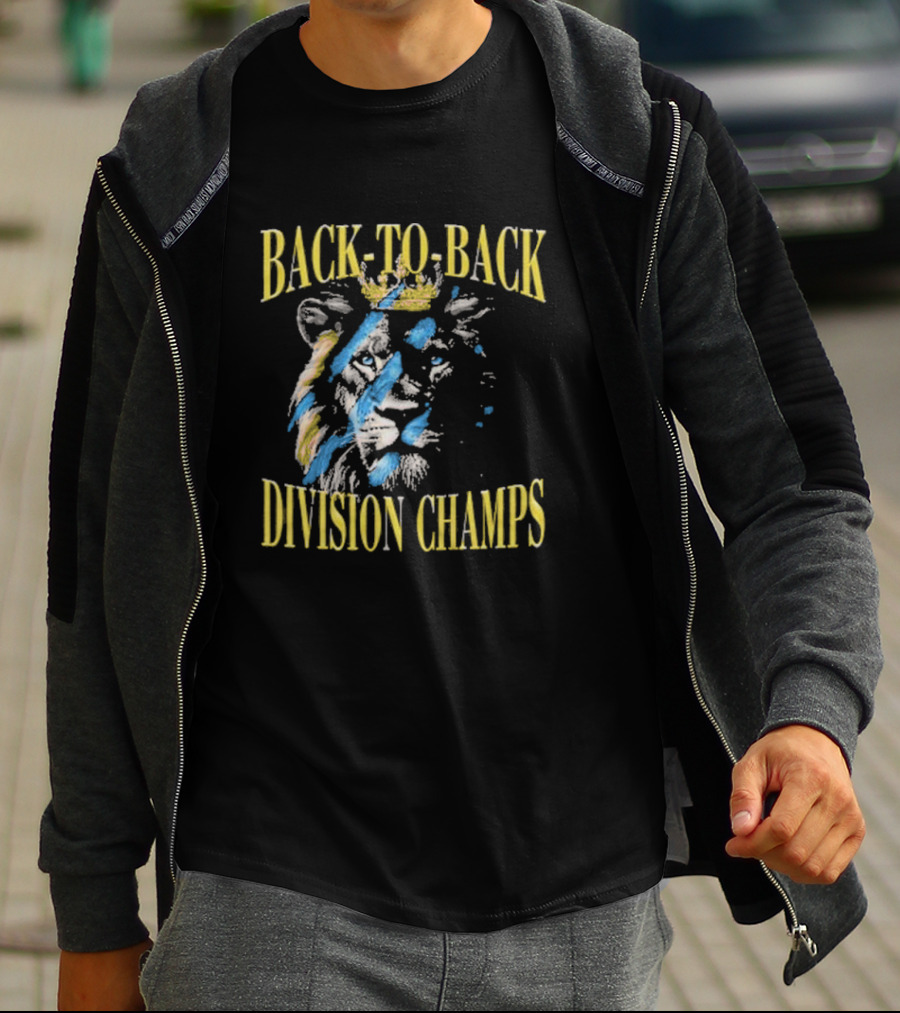 Back To Back Division Champs Lion With Crown Stripes T-Shirt