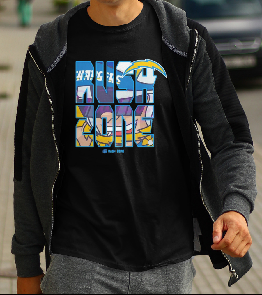 Los Angeles Chargers Rush Zone Cartoon Football T-Shirt