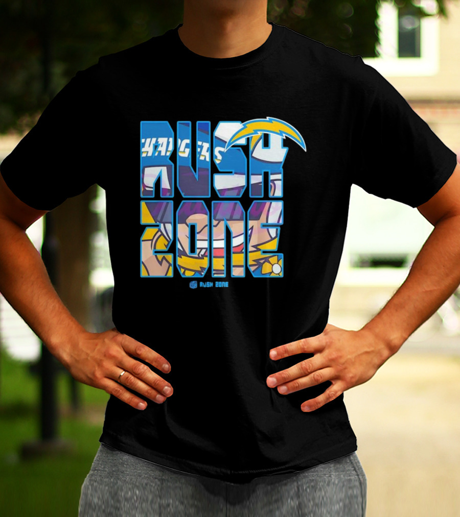 Los Angeles Chargers Rush Zone Cartoon Football T-Shirt