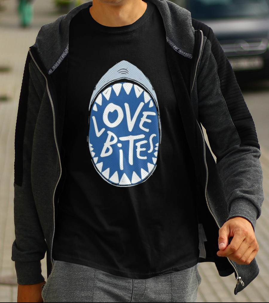Love Bites Shark Mouth Teeth Graphic T-Shirt