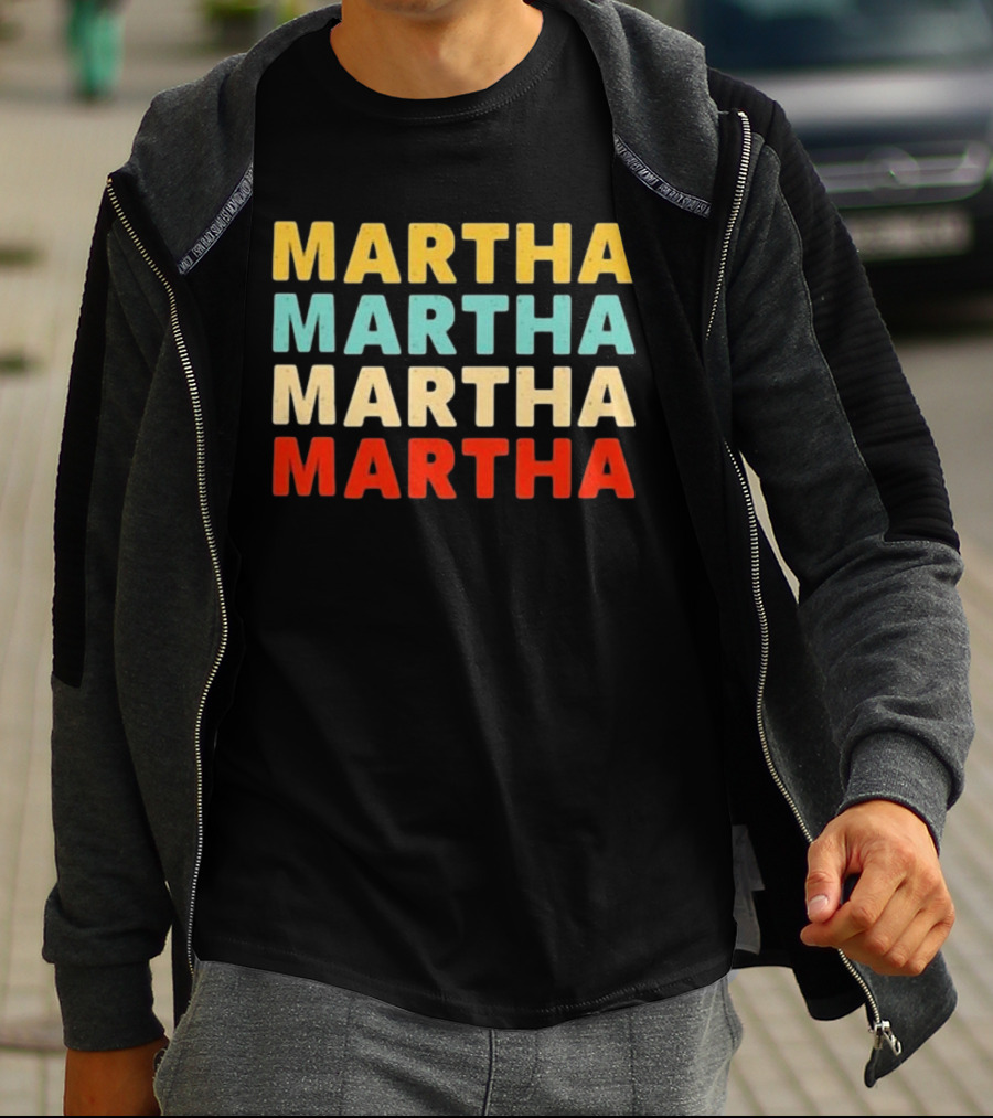 Martha Martha Martha Martha Text Graphic Colorful Block Letters T-Shirt