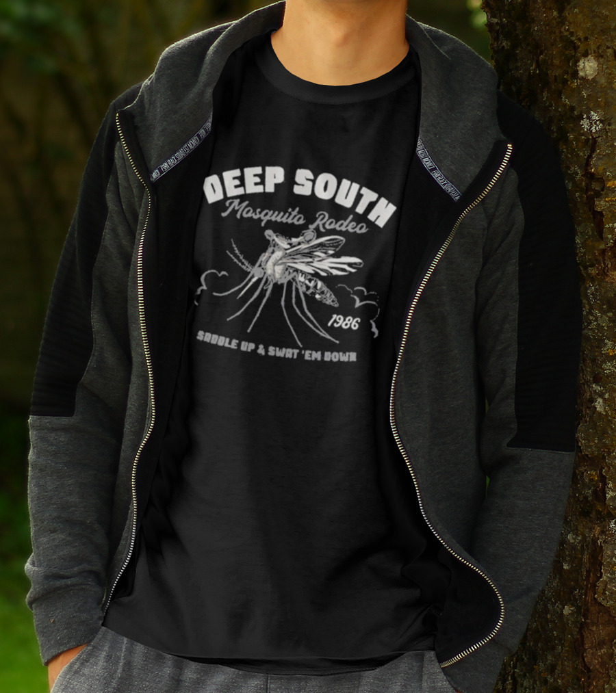 Deep South Mosquito Rodeo Saddle Up And Swat 'Em Down 1986 T-Shirt