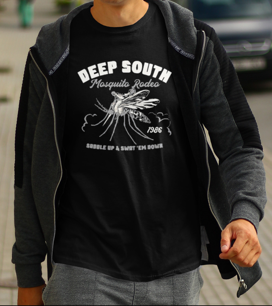 Deep South Mosquito Rodeo Saddle Up And Swat 'Em Down 1986 T-Shirt