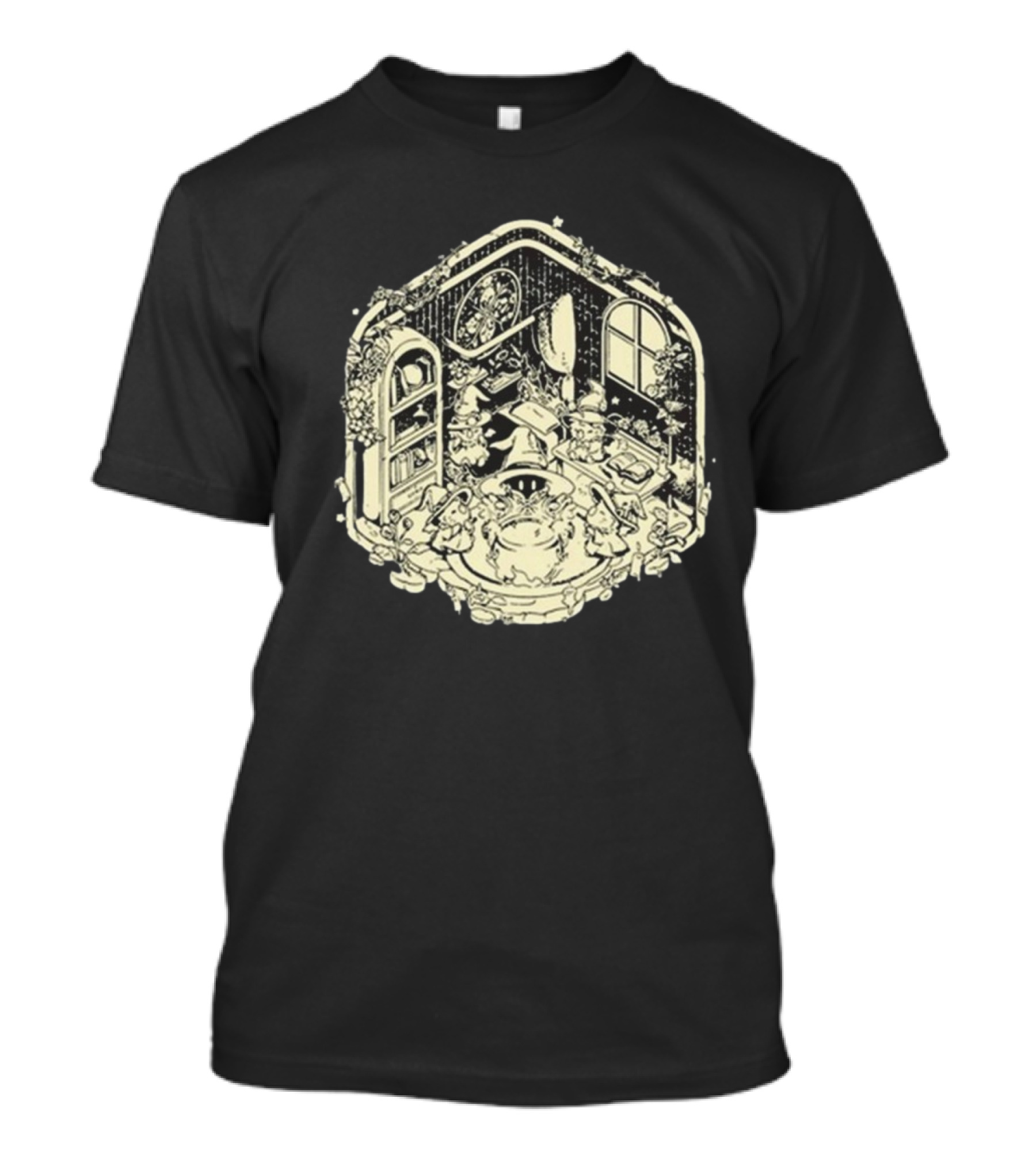 Mage’s Midnight Brew Enchanted Wizard Gathering In Mystical Study Room T-Shirt
