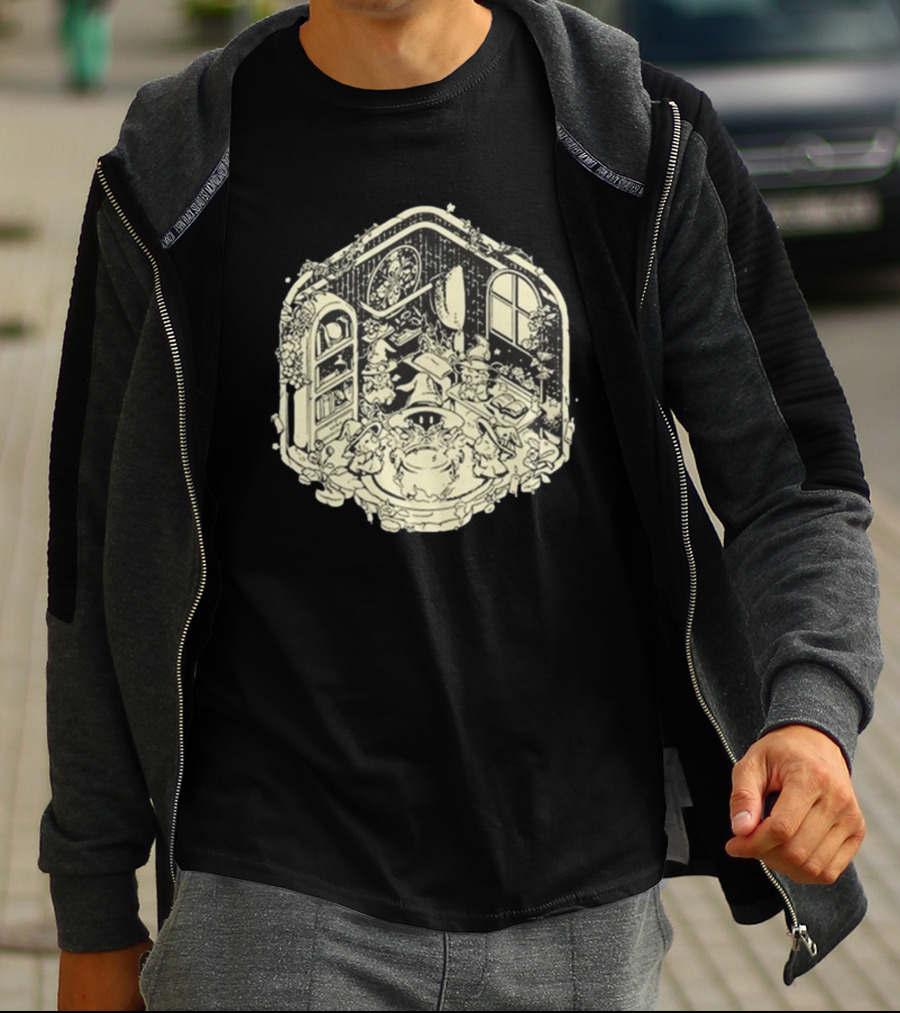 Mage’s Midnight Brew Enchanted Wizard Gathering In Mystical Study Room T-Shirt