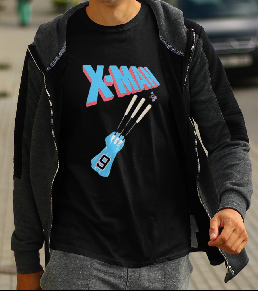 X-Man Miami Marlins Baseball Number 9 Batting Glove T-Shirt