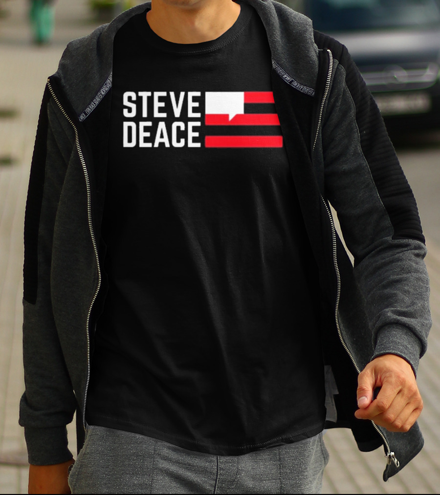 STEVE DEACE Red White Speech Bubble Stripes T-Shirt