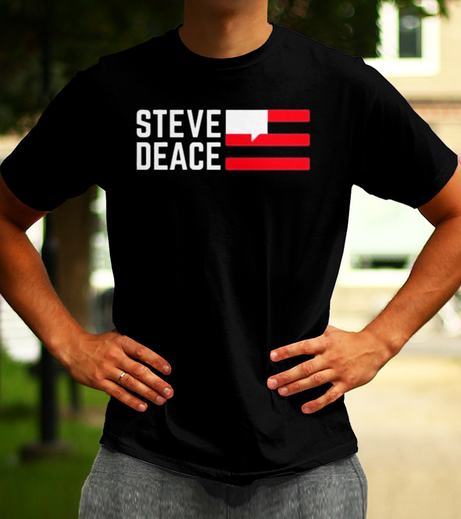STEVE DEACE Red White Speech Bubble Stripes T-Shirt