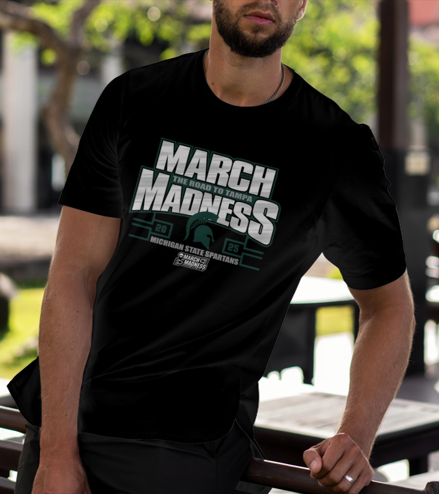 March Madness The Road To Tampa 2025 Michigan State Spartans NCAA Women's Basketball Tournament T-Shirt