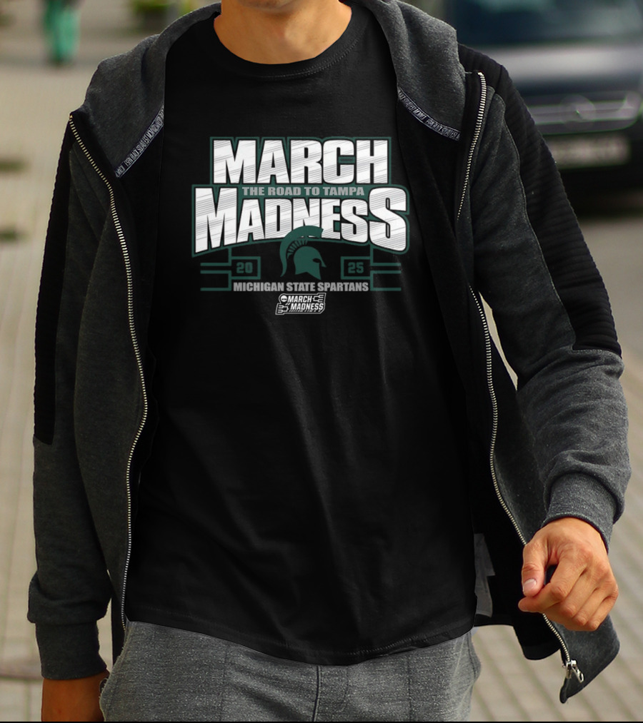 March Madness The Road To Tampa 2025 Michigan State Spartans NCAA Women's Basketball Tournament T-Shirt
