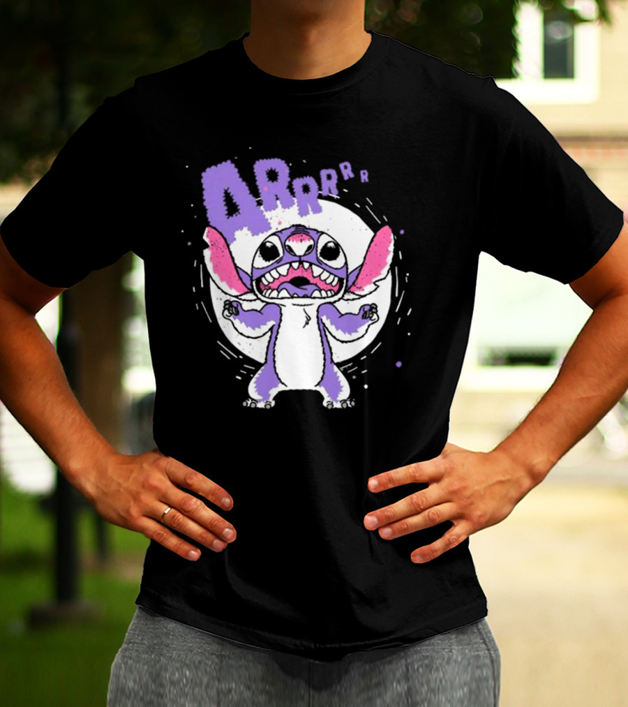Midnight Stitch ARRp Purple Alien Character With Moon Background T-Shirt