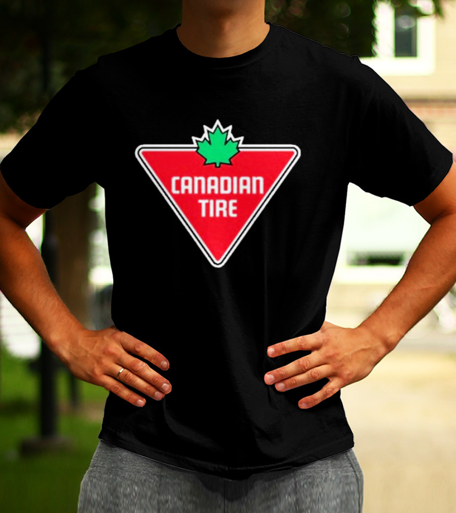 Mike Myers Canadian Tire Logo Red Triangle With Green Maple Leaf T-Shirt