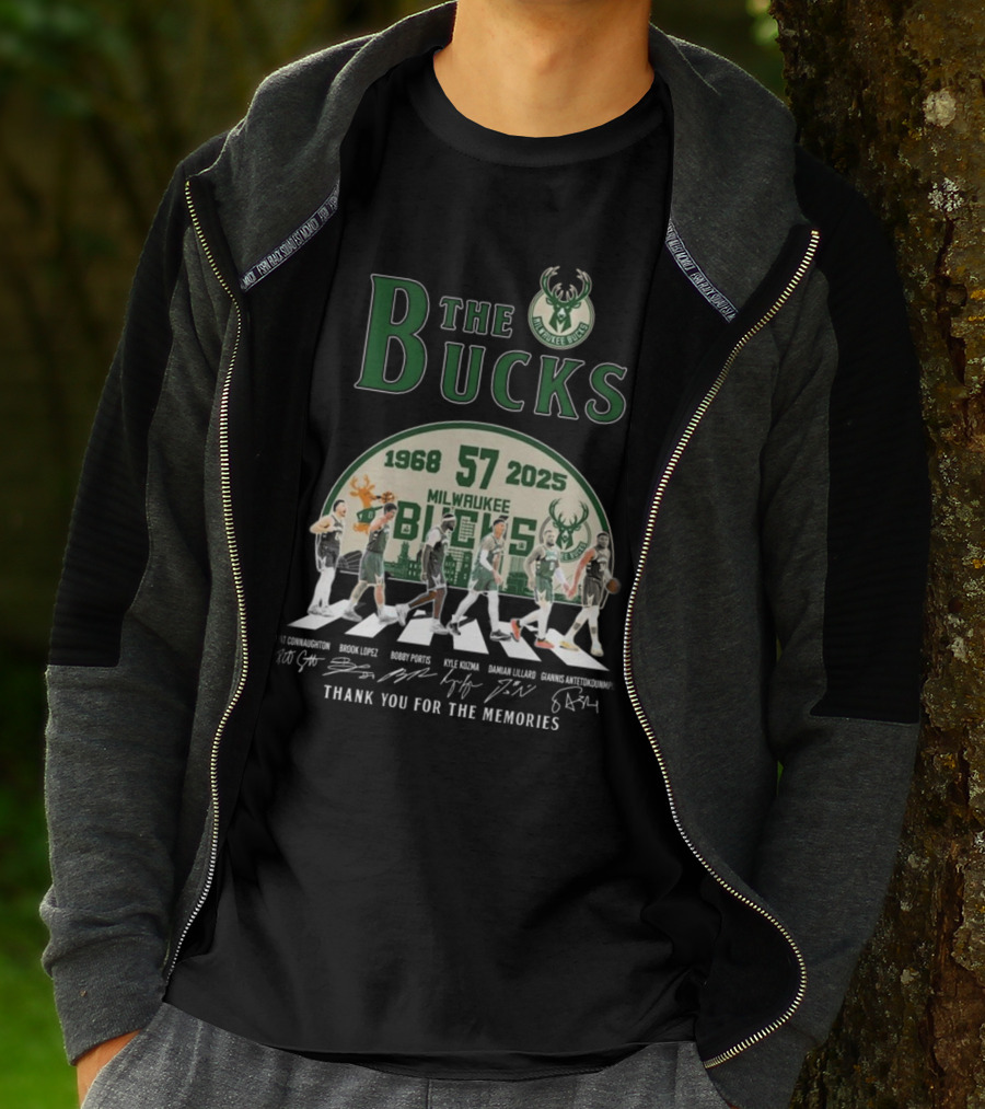 Milwaukee Bucks 57 Years 1968-2025 Thank You For The Memories T-Shirt