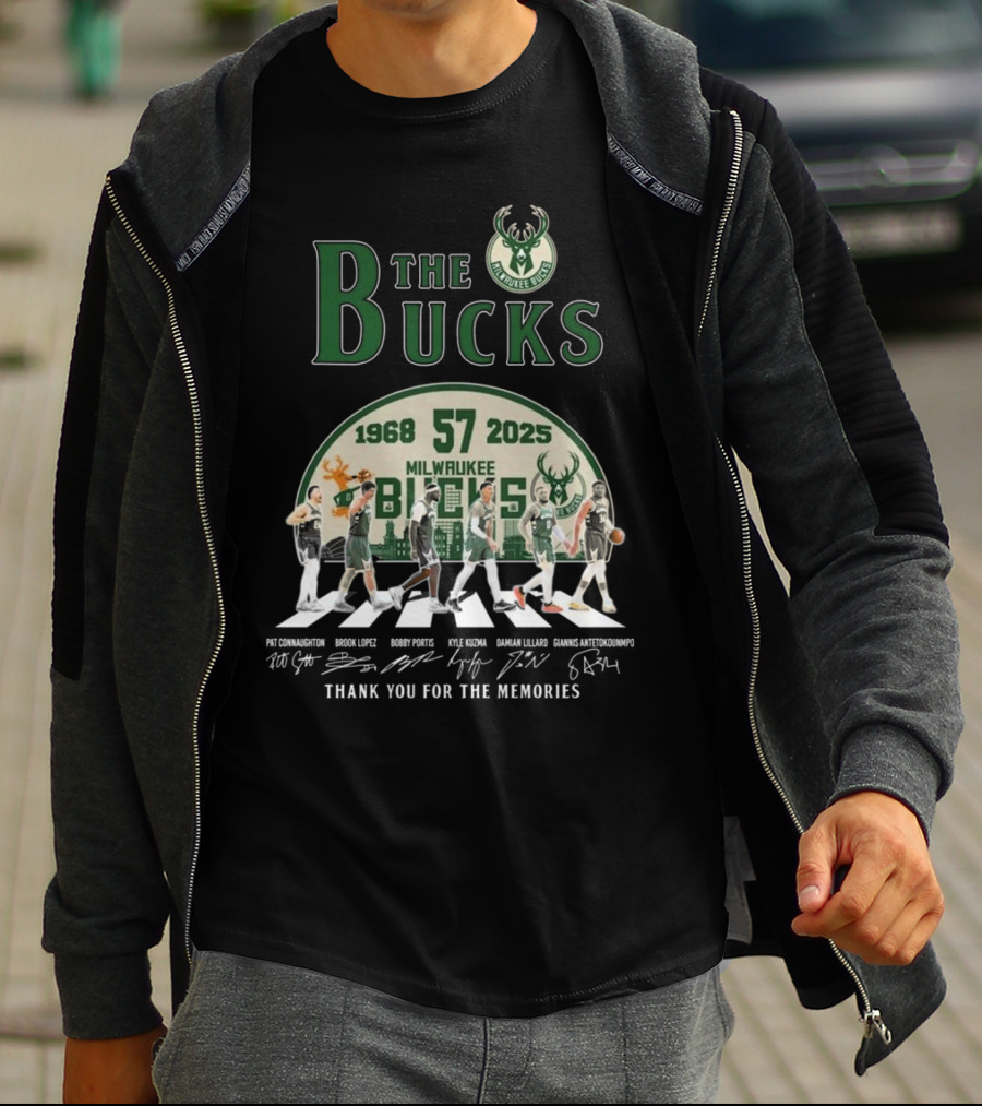 Milwaukee Bucks 57 Years 1968-2025 Thank You For The Memories T-Shirt