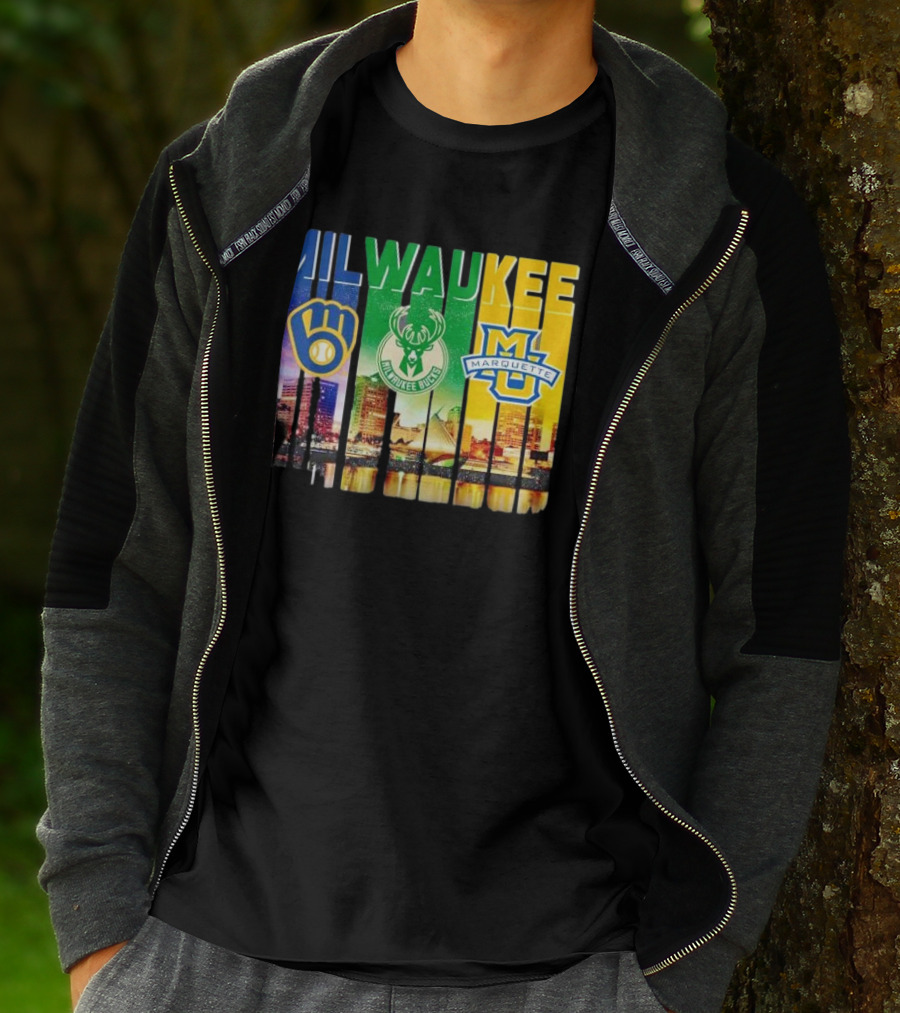 Milwaukee Brewers Bucks Marquette City Skyline Theme T-Shirt