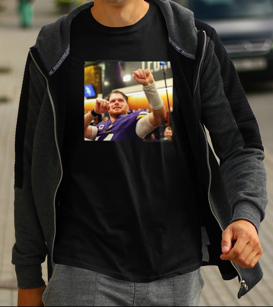 Minnesota Vikings Locker Room Celebration NFL Sam Darnold Insight T-Shirt