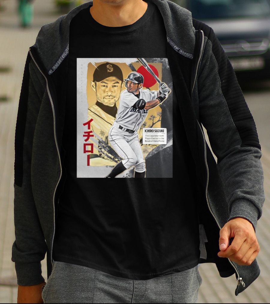 Ichiro Suzuki Seattle Mariners First Japanese-Born Player Elected To Baseball Hall Of Fame Red Sun T-Shirt