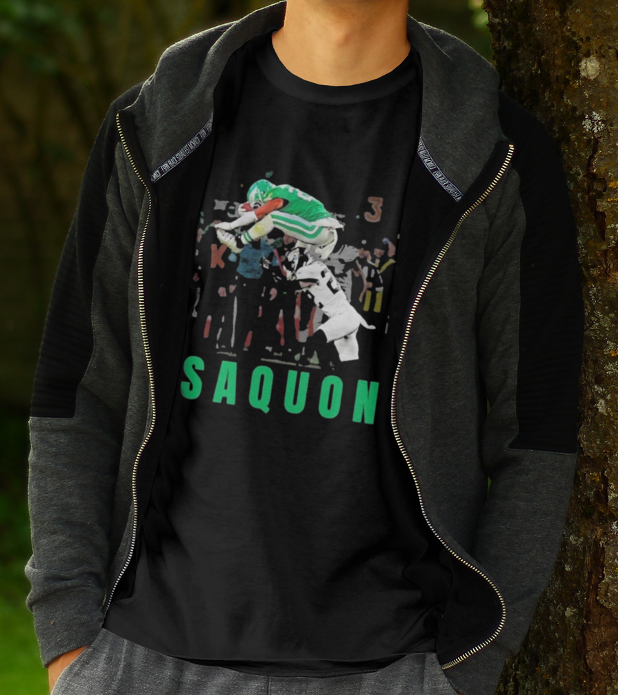 Saquon Reverse Hurdle Eagles Football Action T-Shirt