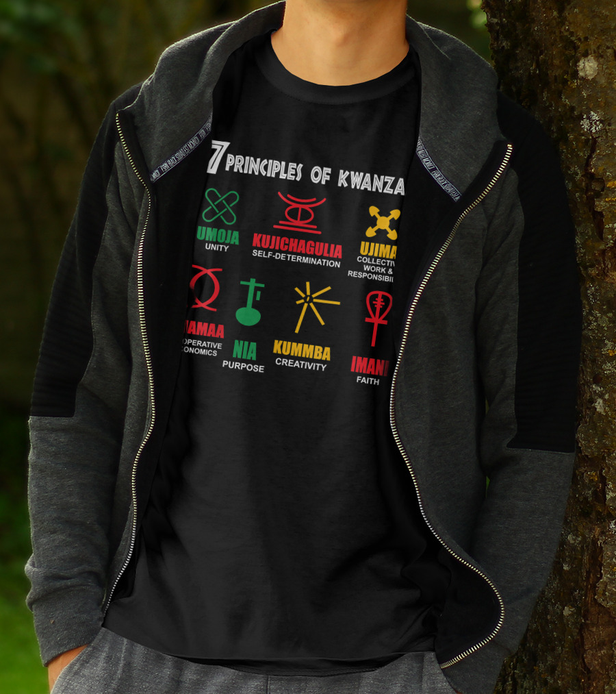 Umoja Kujichagulia Ujima Ujamaa Nia Kuumba Imani 7 Principles Of Kwanzaa T-Shirt